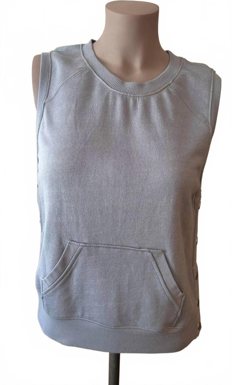NEW DAVID LERNER women's snap pullover top in heather grey